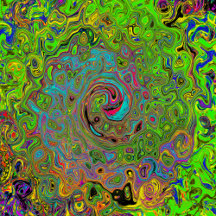 Groovy Abstract Retro Lime Green and Blue Swirl