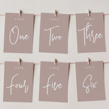 Rose Taupe   Modern Handwritten Table Numbers