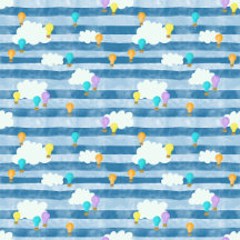 Blue and grey striped hot air balloon design