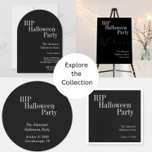 RIP halloween party - black and white typography