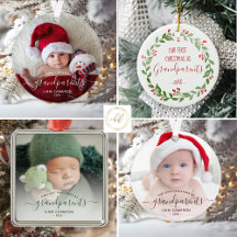 Grandparents First Christmas Photo Ornaments