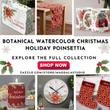 Botanical Watercolor Christmas Holiday Poinsettia 