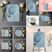 Adventure Awaits Blue Hot Air Balloon