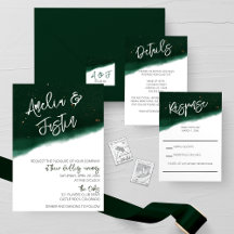 Emerald and Bronze Watercolor Wedding Collection