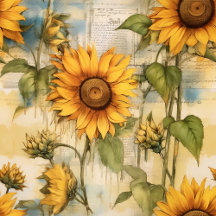 Vintage Sunlit Radiance: Sunflowers