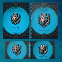 Majestic wolf's head surrounded by flames and wate