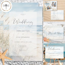 Modern Seaside Watercolor Beach Wedding