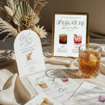 Wedding Signature Drinks Watercolor Cocktails