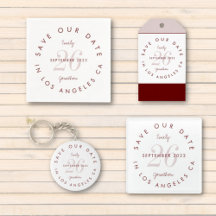 Burgundy Typography Save The Date