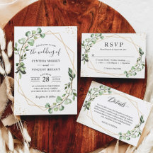 Geometric Greenery Eucalyptus Invitation Suite