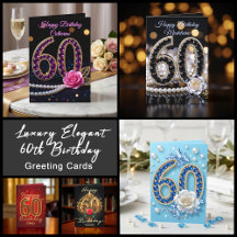Luxury Elegant 60th Birthday Greeting Cards