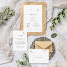 Classic Celestial White Gold Moon Stars Wedding