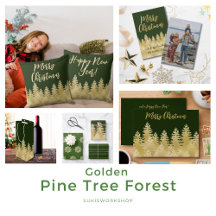 Golden Pine Tree Forest - Dark Green