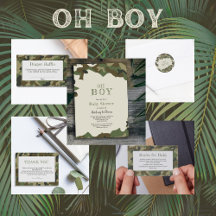 Oh Boy Green Camo Boy Baby  Shower