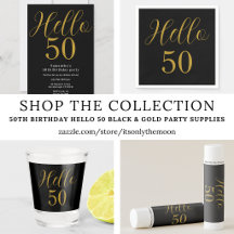 50th Birthday Hello 50 Black Gold Party Supplies