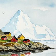 Watercolor painting of Norway