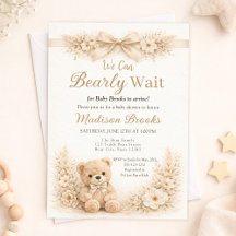 We Can Bearly Wait Neutral Teddy Bear Baby Shower