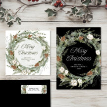 Elegant Pine Wreath and Greenery   Merry Christmas