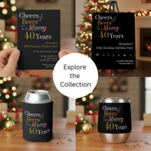 Christmas birthday party cheers beers to 40 years