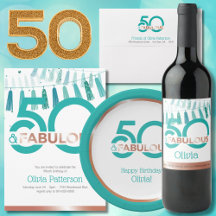 50 and Fabulous Teal and Rose Gold Birthday