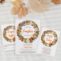 Floral wreath fall little pumpkin baby shower 