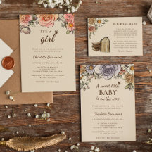 Boho Vintage Floral Baby Shower Collection