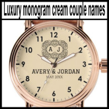  Luxury monogram cream couple names initials Watch
