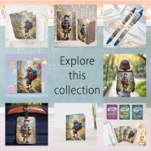 Cute mouse boy and girl on his way to school