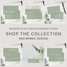 Modern Minimal Sage Green Business Cards
