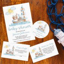 The Nautical Bear Watercolor Boat Baby Shower 
