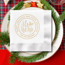 Christmas Ho Ho Ho Typography Real Foil Napkins