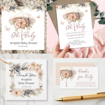 Pink Vintage Floral Umbrella Girl Baby Shower