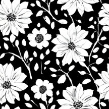 Black and White Simple Flower Seamless Pattern