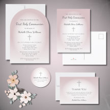 Simple Cross Rose Gold First Communion Celebration