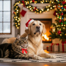 Funny Dog & Cat Christmas Custom Photo christmas