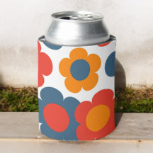 Preppy Blue Orange Hippie Flower Pattern HomeDecor