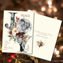 Peace Joy Love Beige Christmas Floral Collection
