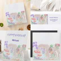 Custom Kids Artwork, two cute mouse, flowers....