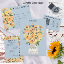 Rustic Sunflower Bouquet Watercolor Wedding