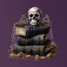 Gothic Happy Halloween Skull Head Books 