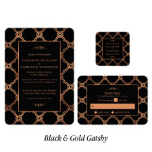 Black & Gold Geometric Art Deco Gatsby Wedding