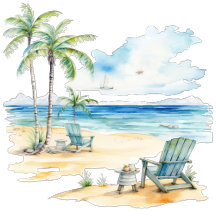 Watercolor Beach Scene Summer Wedding