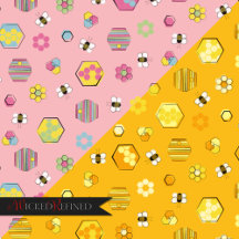 Midcentury Retro Honey Bee Pattern 