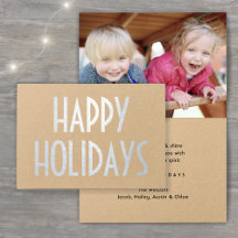 Real Foil Elegant Stylish Typography Holiday Cards