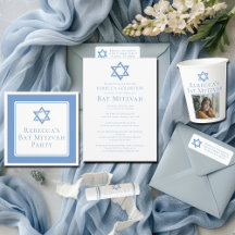 Light Blue Bat Mitzvah Party Decor & Favors