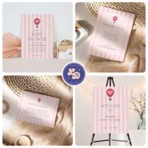 Heart Hot Air Balloon Pastel Baby Shower