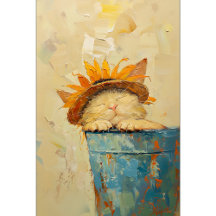 03. Items - C3 Cute Sunflower Cat Nap Whimsical 