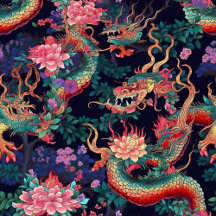 Neon Dragons and Flowers