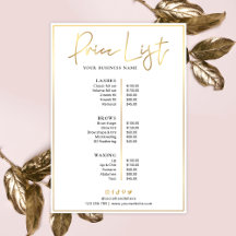 Modern Salon or Spa Price List of Services Menu