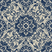 Art Nouveau Vintage Blue Floral Wallpaper Pattern